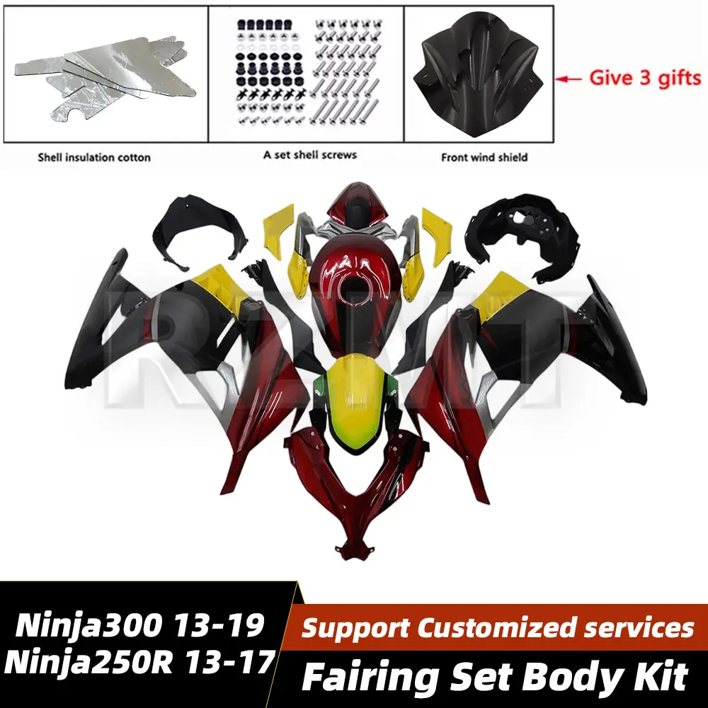 

For Kawasaki Ninja 300 13-19 and Ninja 250R 2013-2017 Motorcycle Fairings Set Body Kit Bodywork Set Shell Injection 3001c