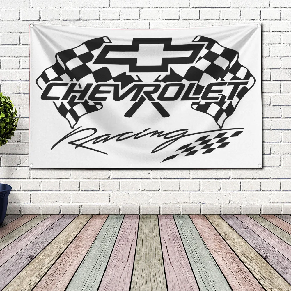 60x90cm C-Chevrolets Flag Polyester Digital Printing Banner for Garage Wall Art Out Door Decoration With Brass Grommets