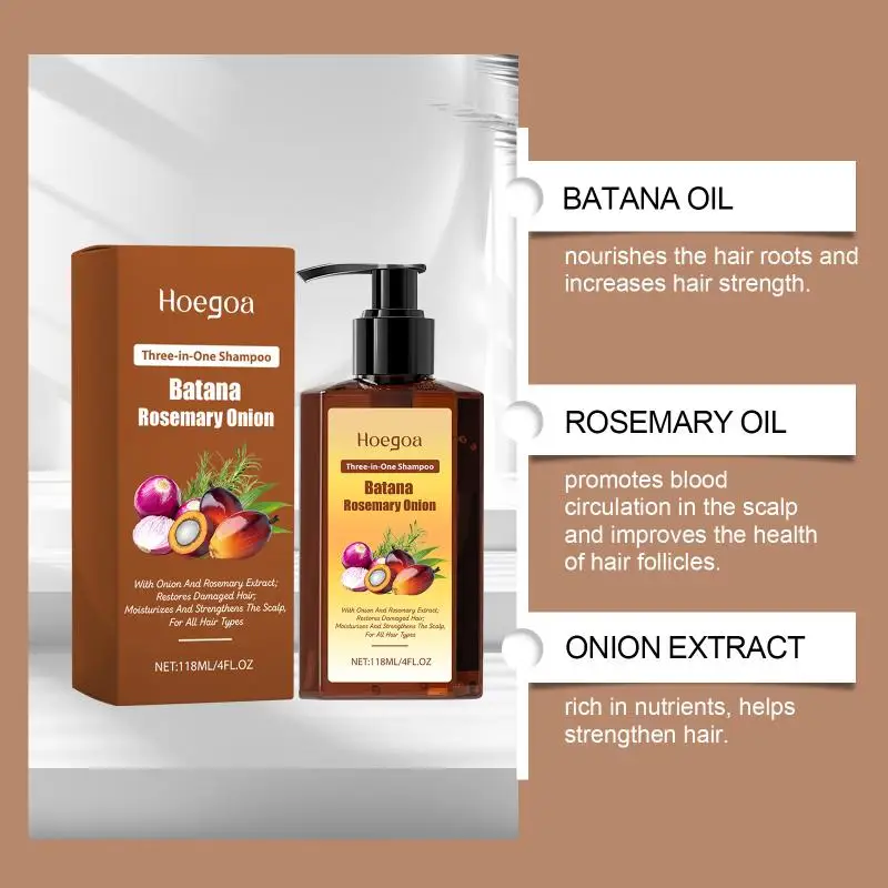 3in1 Batana Rosemary Shampoo Hair Growth Anti Loss Soothing Scalp Deep Cleansing Strengthen Hair Root Repair Nourishing Shampoo