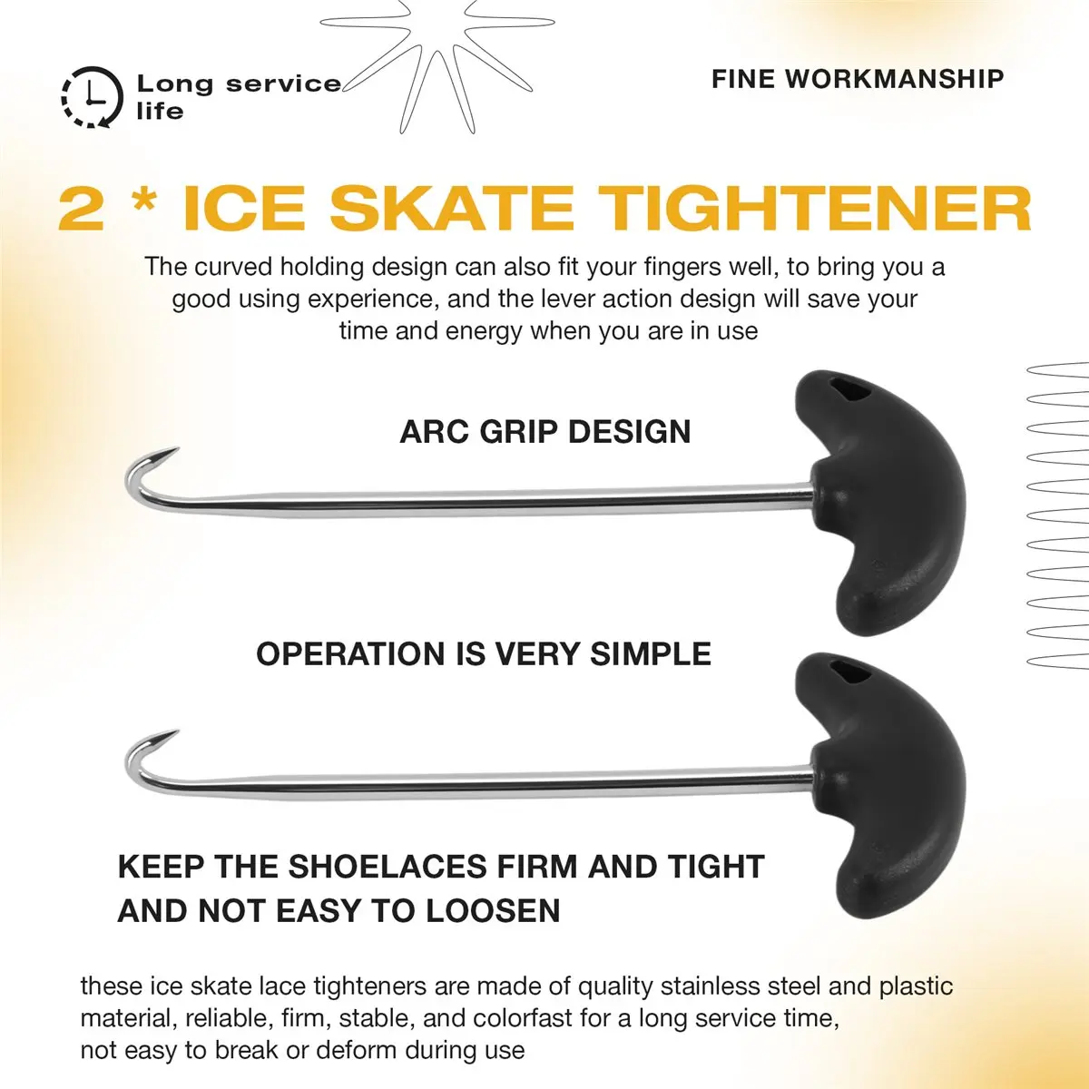 【CYBER MONDAY】2Pcs Stainless Steel Hockey Skate Tightener Skate Key Tool Shoe Lace Puller Ice Roller Skate Tool for Ice-Skates