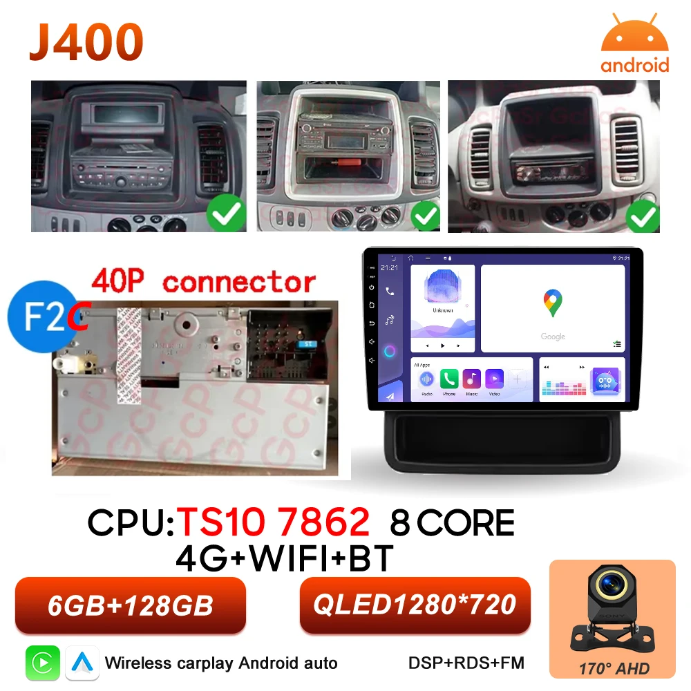 Android 16 autoradio voor Renault Trafic 2, Opel Vivaro A en Nissan Primastar 2001-2014, multimediaspeler met Carplay en GPS-stereo