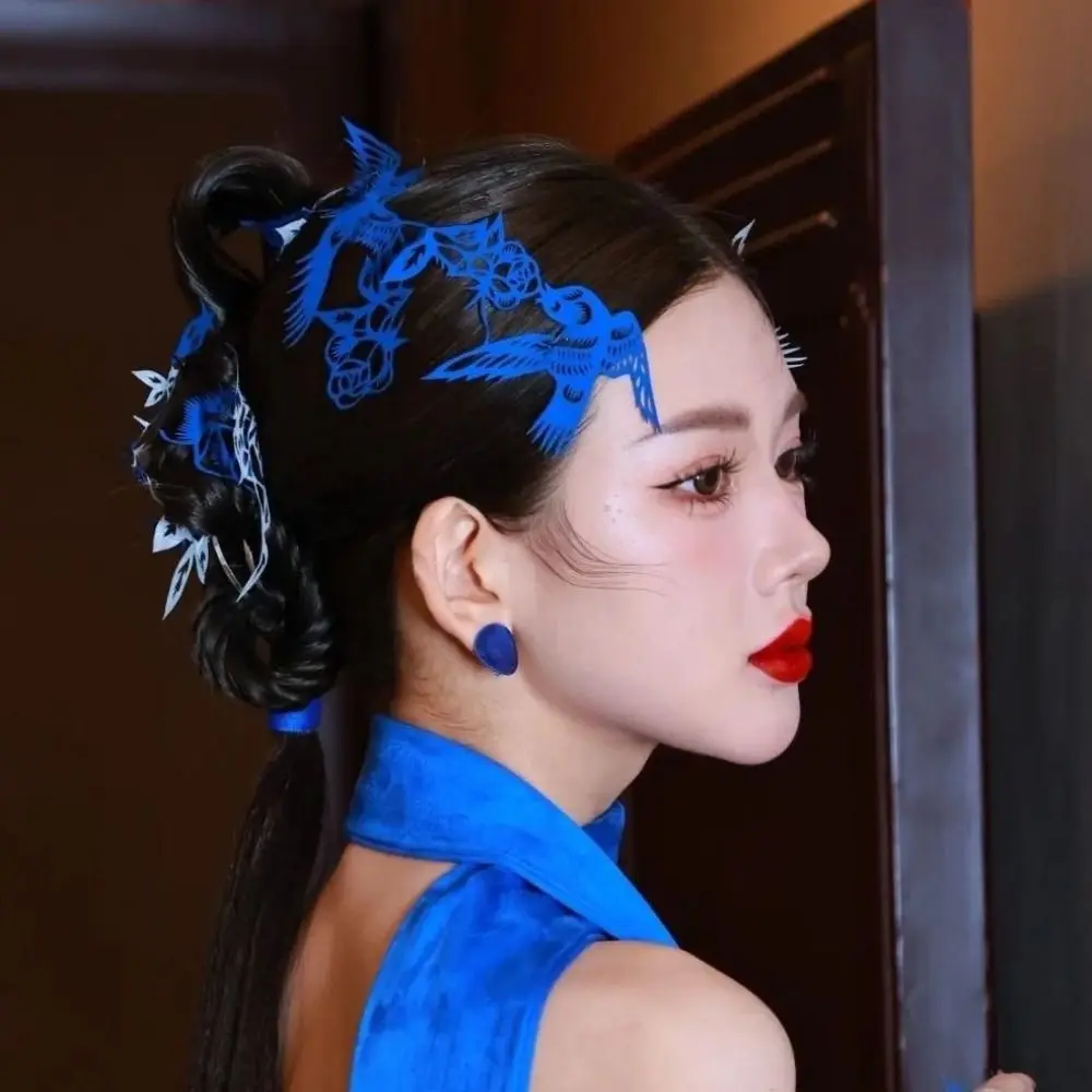 

Magpie Chinese Style Headpiece Paper Cutting Style Flower Hanfu Headwear Cheongsam Morning Robe Bride Wedding Headdress