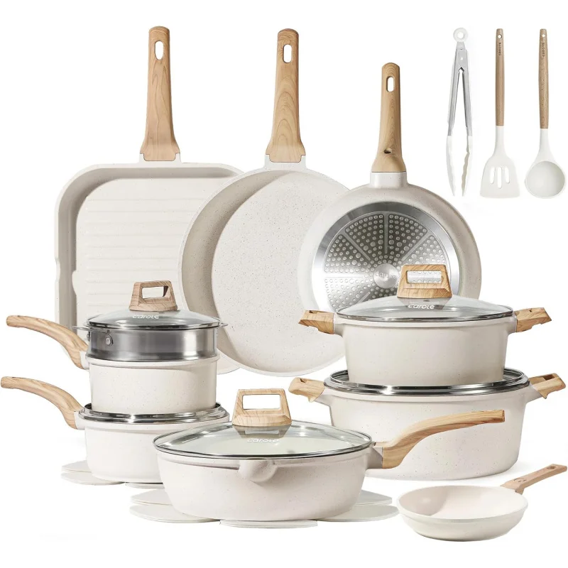 

Pots and Pans Set Nonstick, Cookware Set Induction Kitchen Cooking Set 26cs w/Frying Pans & Saucepans& Grill Pan