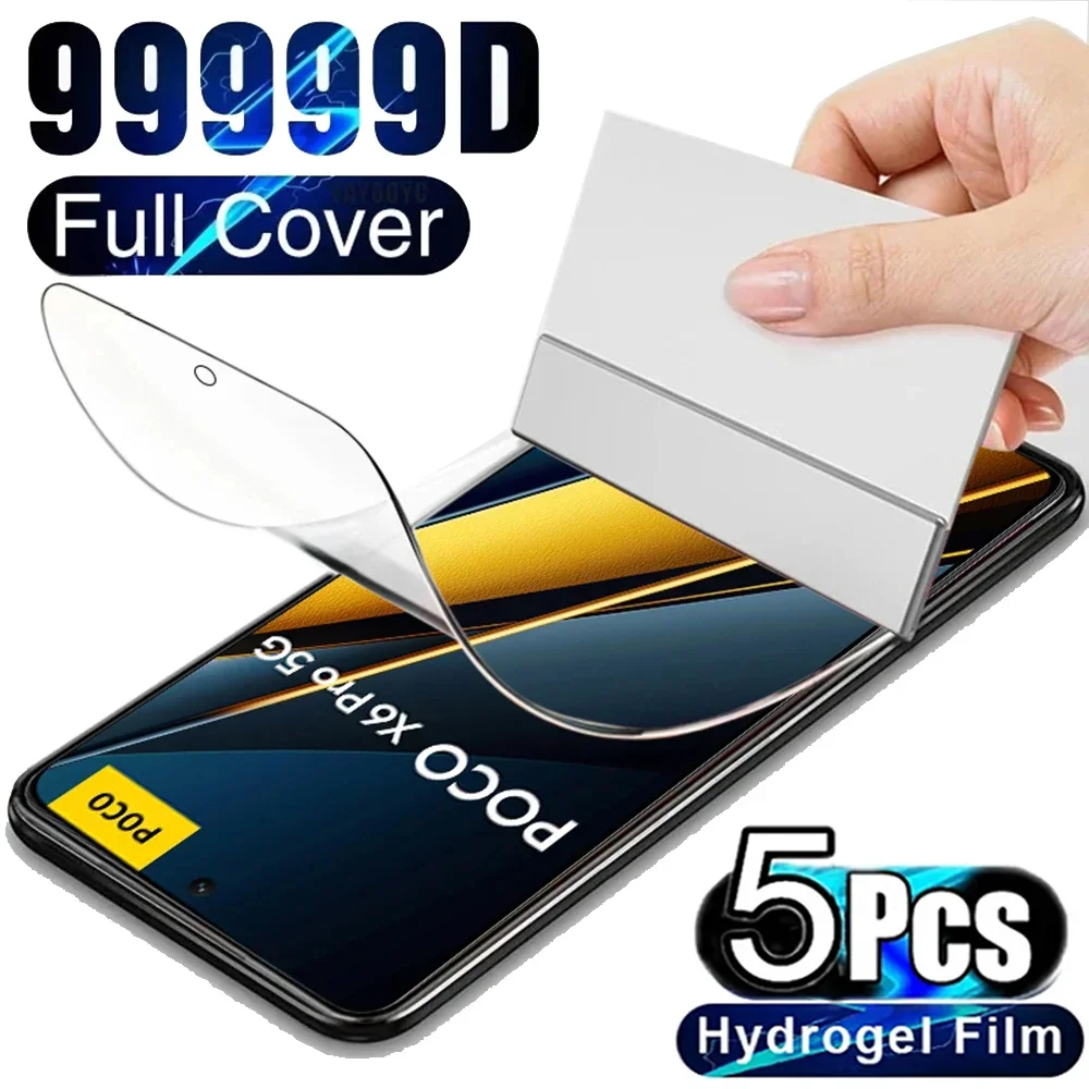 5 Stück Hydrogel-Folie für Xiaomi Redmi Note 15 14 13 Pro Plus Poco X8 X7 Pro Xiaomi 17T 15T 13T Pro Vollständiger Displayschutz – Detail 1