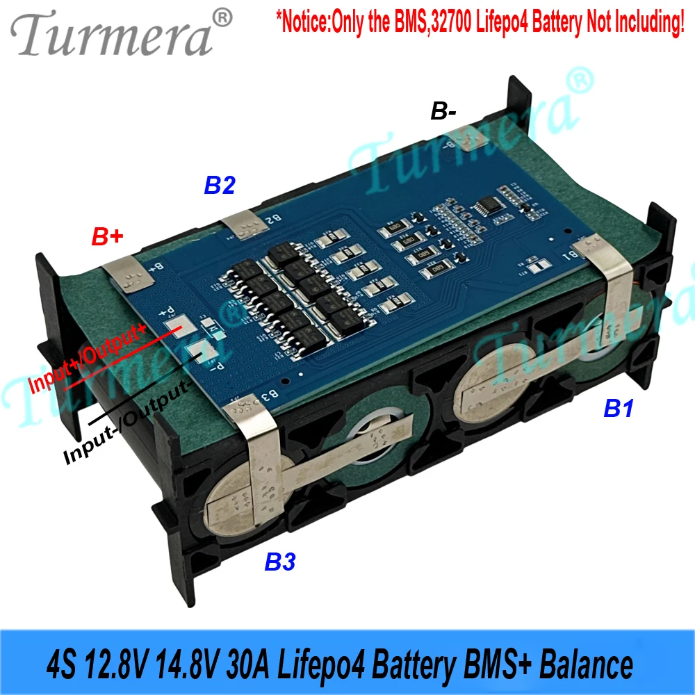 Turmera 4S 12.8V 14.8V 30A Lifepo4 بطارية BMS مع توازن لتقوم بها بنفسك 12V 18650 32700 33140 LFP خلية لوحة طاقة شمسية UPS بطاريات استخدام