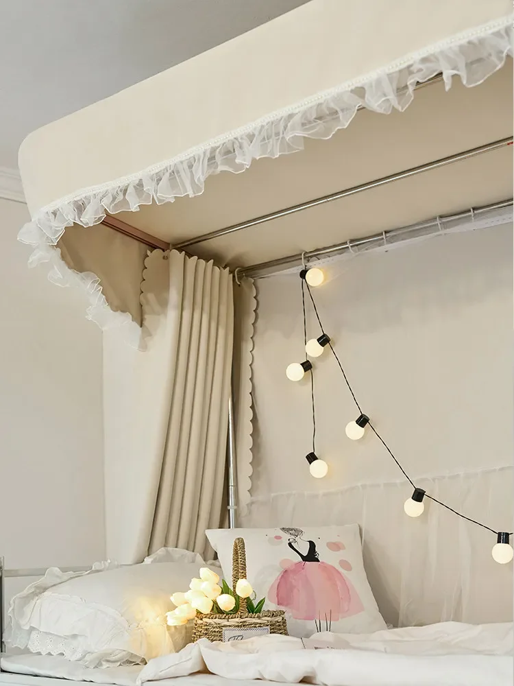 upper bunk of college student dormitory, lower bunk of dormitory curtain, blackout mosquito net integrated