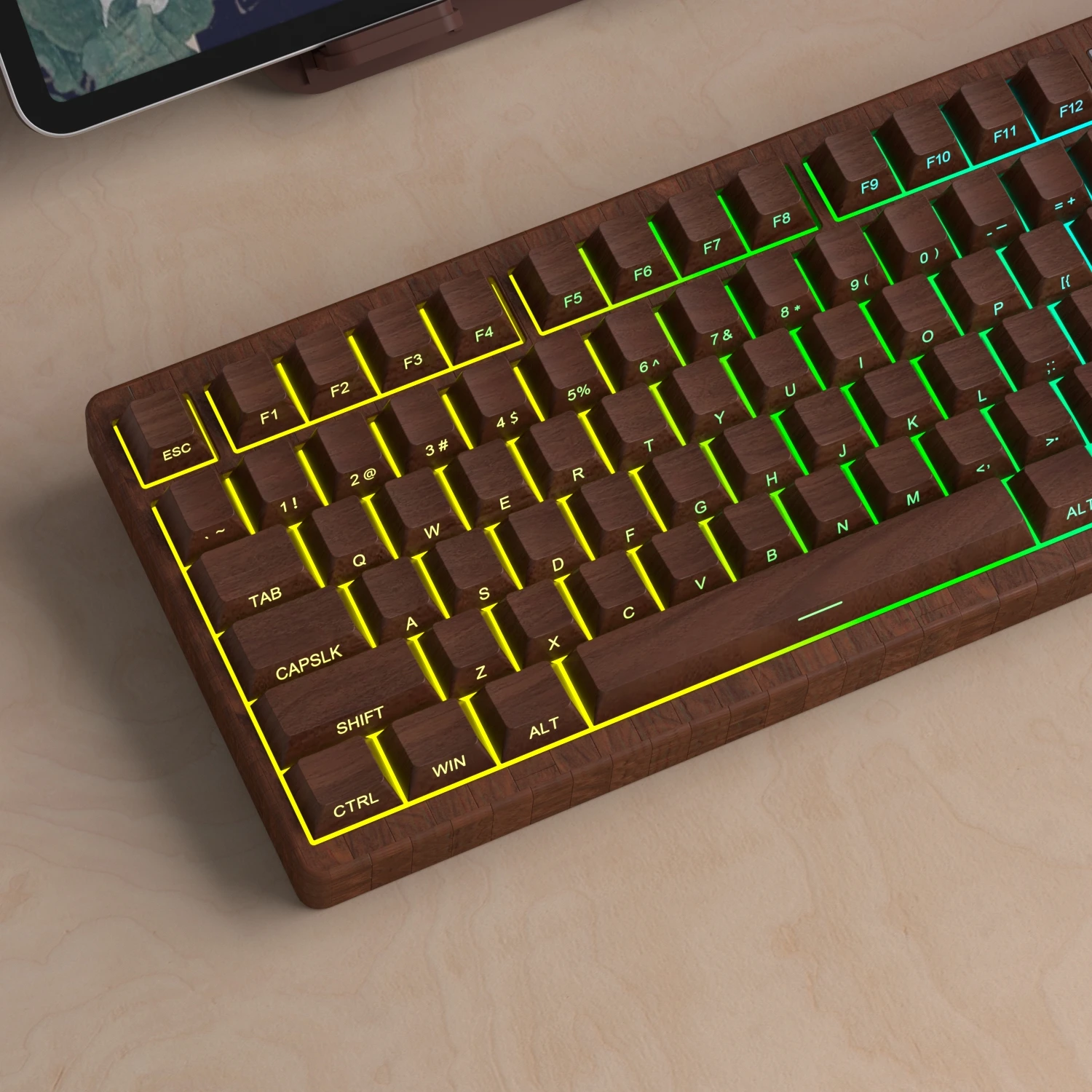 Imagem -02 - Grão de Madeira Cereja Keycaps Grupo Material Pbt Side Letter Grande Grupo Iso Layout Ansi Teclado Mecânico Hi75