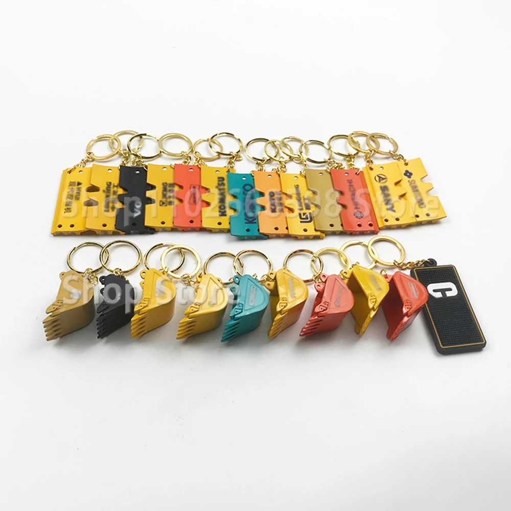 Excavator Keychain For Hitachi Komatsu Sany Chain Plate Excavator Bucket Teeth Keychain Metal Pendant