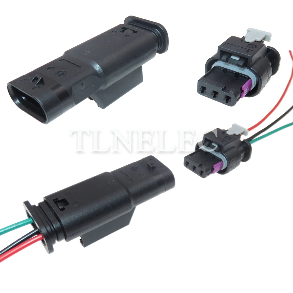 3 Pin Way Auto Sealed Connector with Wires Car Reversing Radar Wire Cable Socket 1718653-1 2-1718652-3 4F0973703A For VW Audi