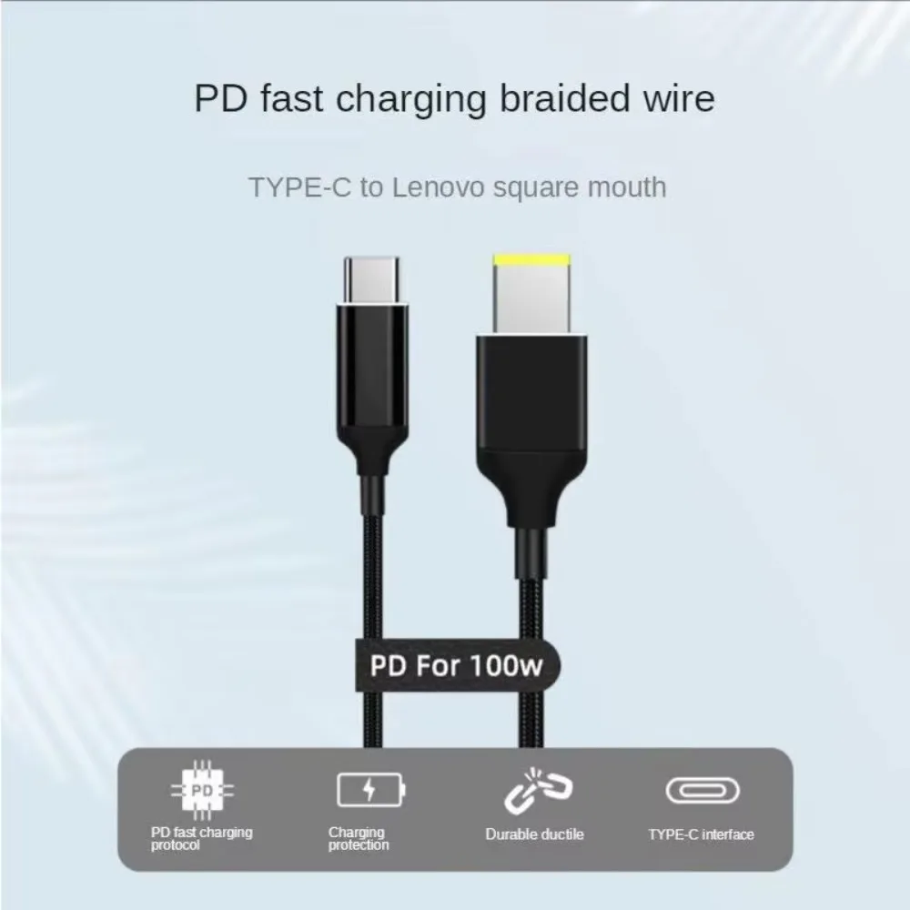 100W PD USB C to Slim Tip Power Cord GaN Charger Adapter Cable Type-C PD Charging Wire for 65W 90W Notebook Laptop Power Supply