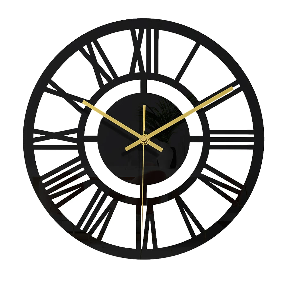 

Acrylic Wall Clock Decor Black Round Silent Non Ticking Clock Creative Design Easy Decorate Walls Versatile Time