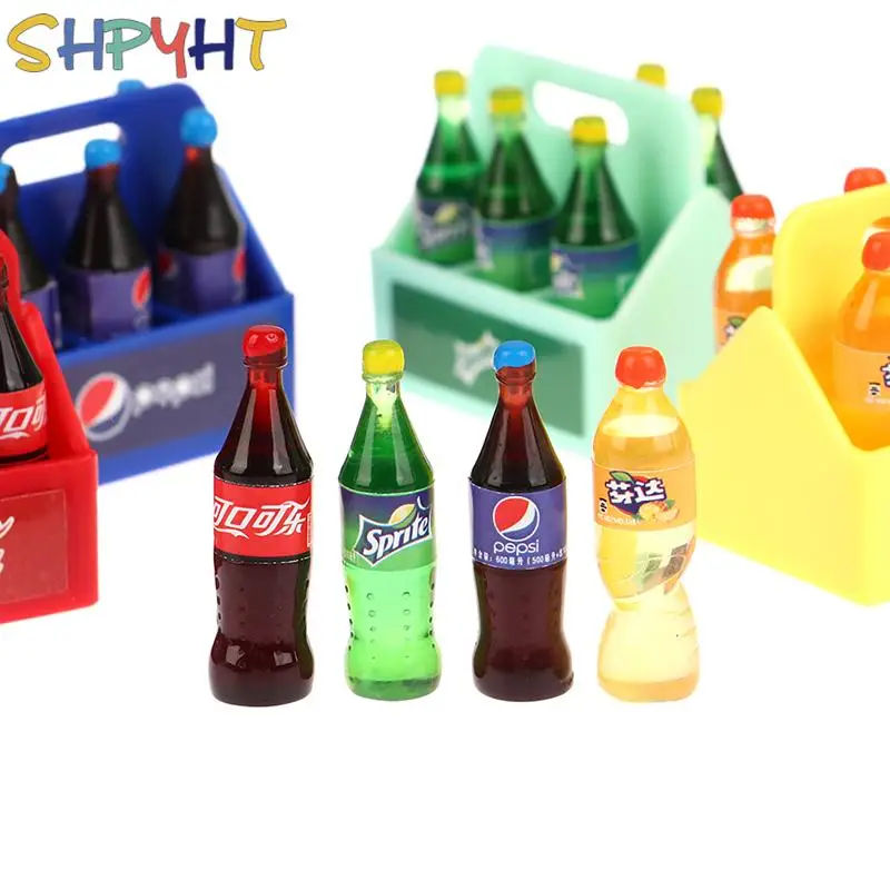 New 1PC Dollhouse Miniature Food Mini Soda Bottles With Bucket Drinks Modular Kitchen Doll House Accessories