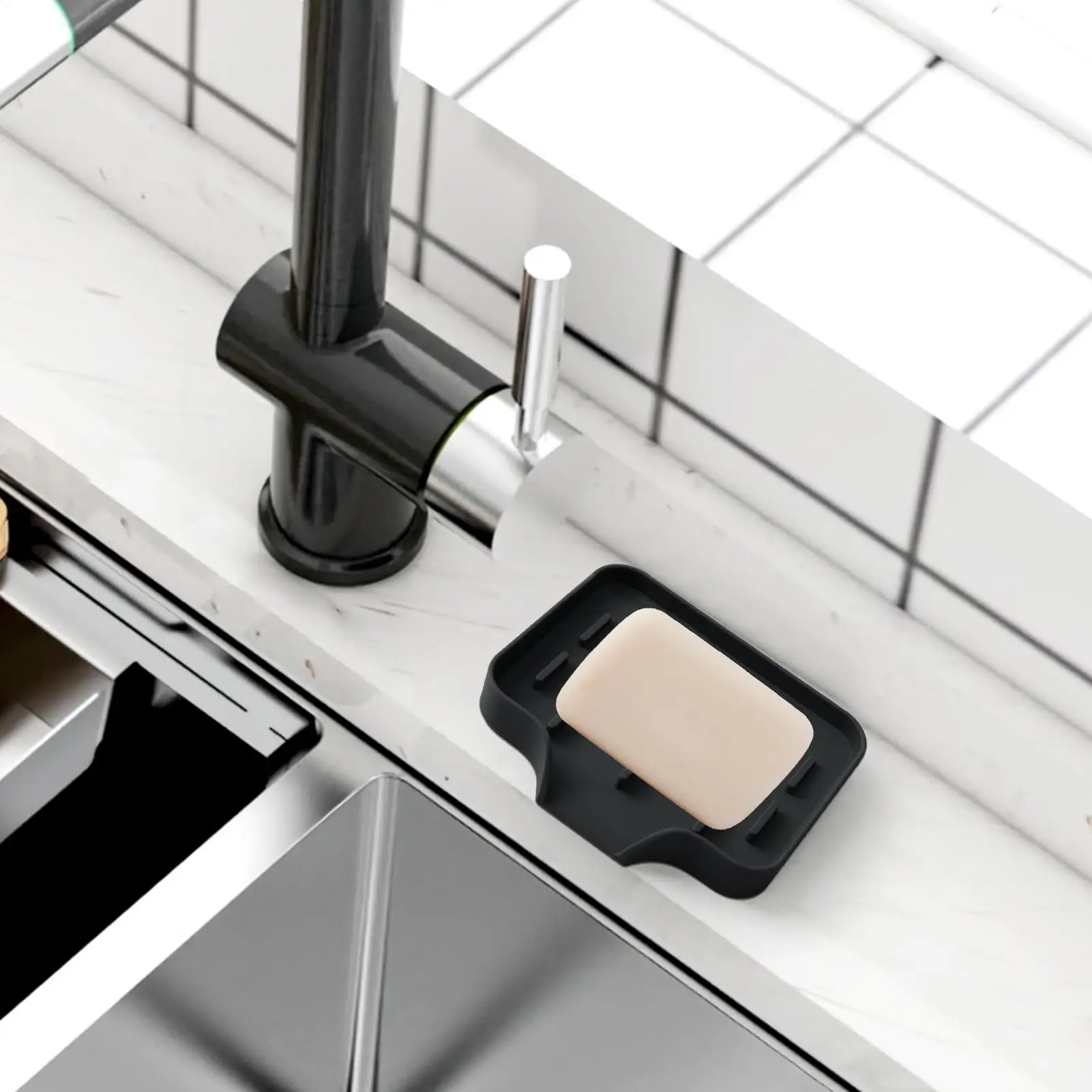 

Мыльница для ванной комнаты, кухонная сушилка для губки, нескользящий силиконовый держатель для слива мыла для душа, ванны, посудомоечной машины, раковины для ванной комнаты