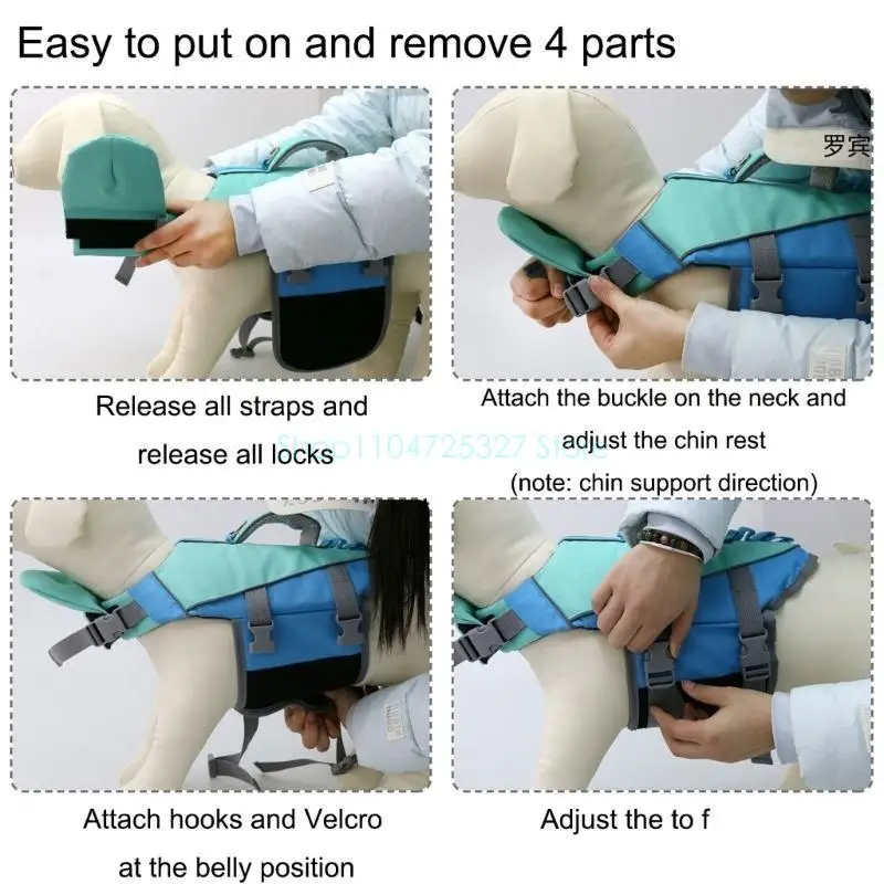 Reflective Dog Swim Vest Adjustable Floatations Swimsuit for Small to Large Dog