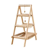 Solid wood cat climbing frame nest integrated shelf household  hammock scratching board