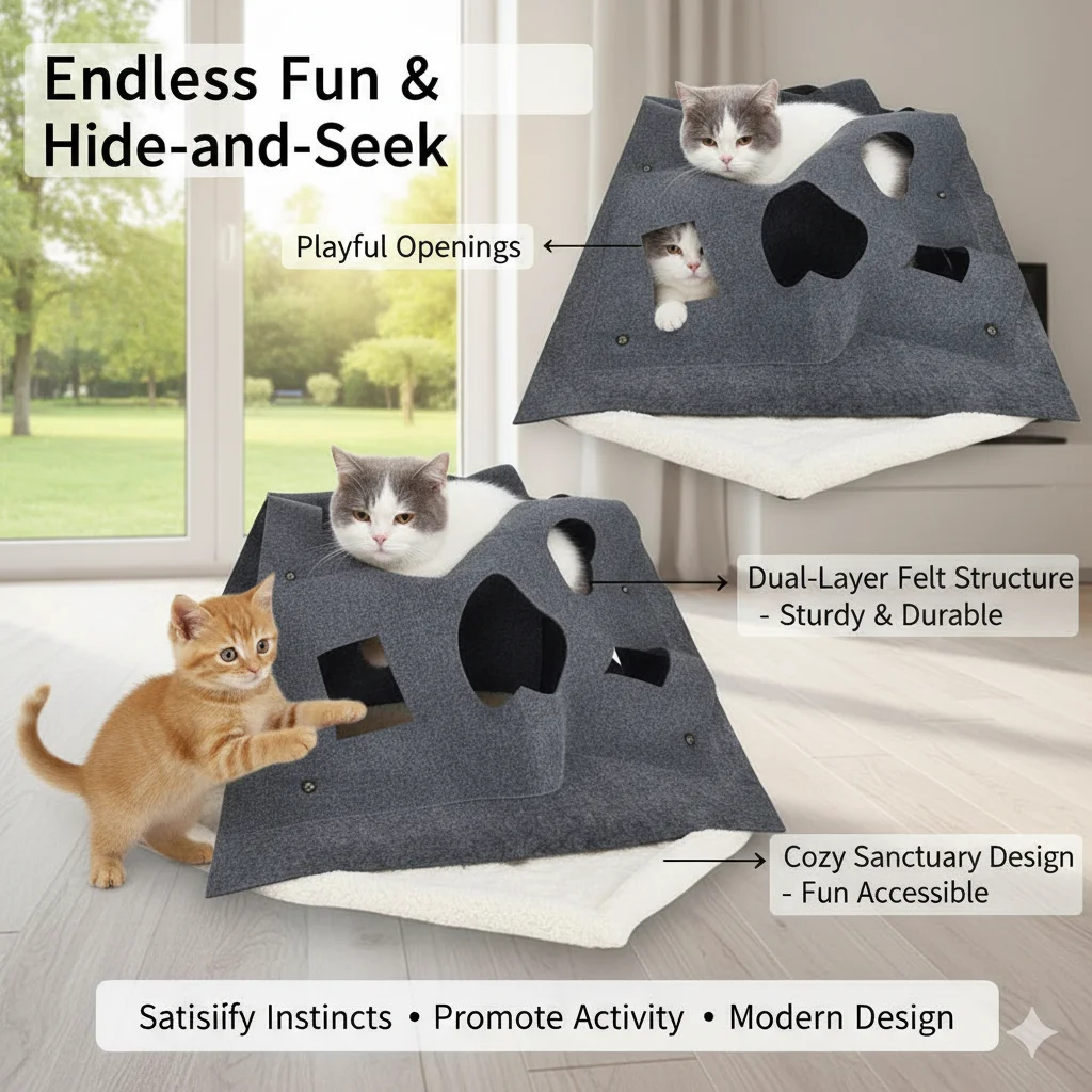 

Игровой коврик для кошек с отверстиями, интерактивное фетровое одеяло-туннель, складной коврик для развлечений для домашних животных для домашних котят, самостоятельная игра, скрытая игра