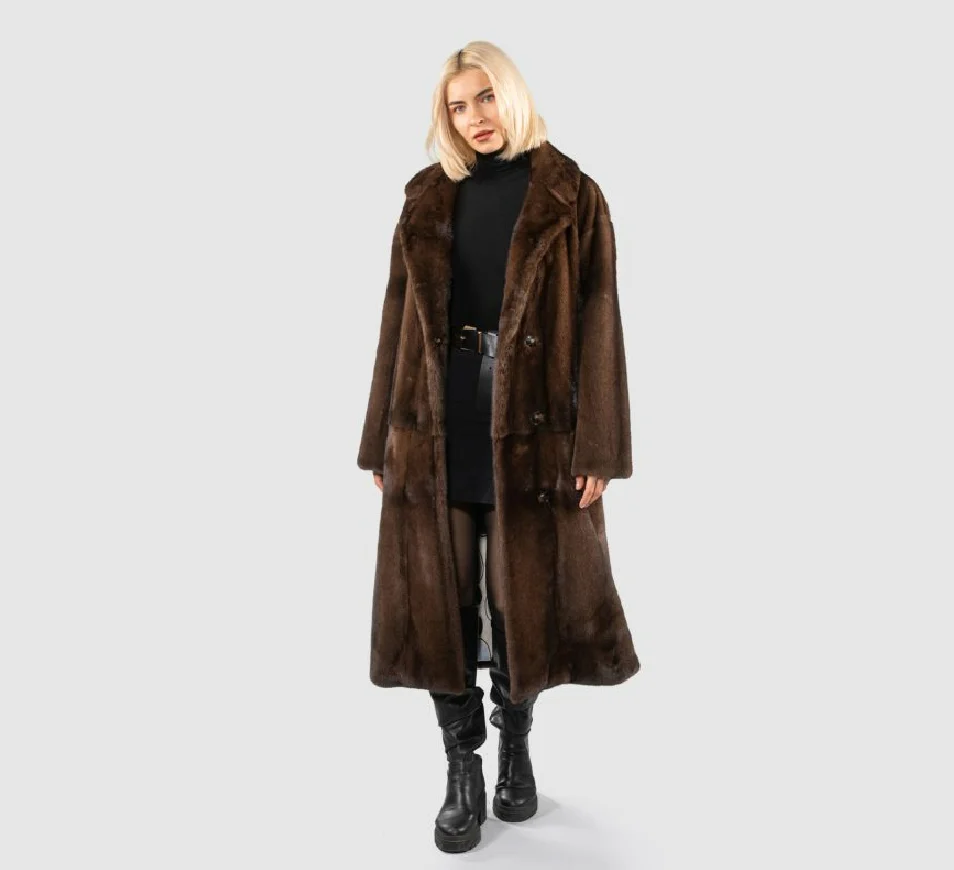 Ladies new high quality mink fur coat 100% real mink fur coat with belt added to keep warm in winter European street style