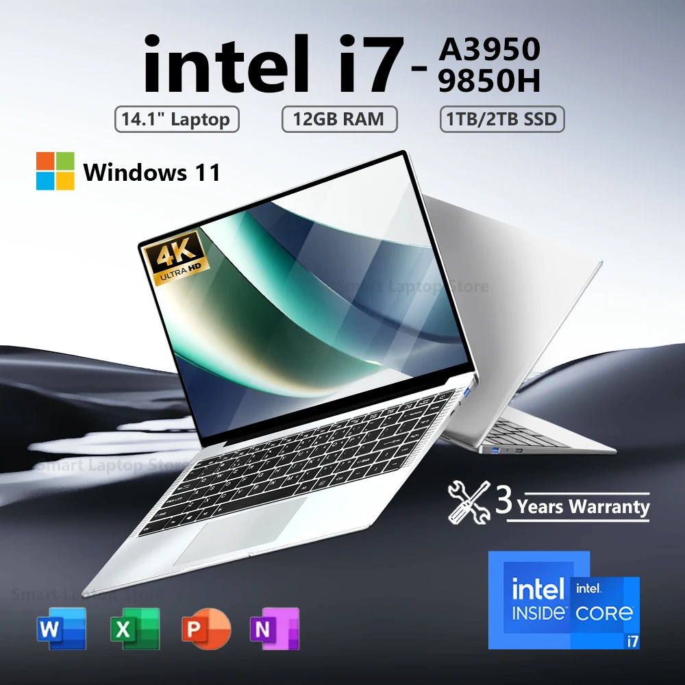 2026 Intel Core I7 9850H Intel A3950 Ultra Slim Laptop 14.1