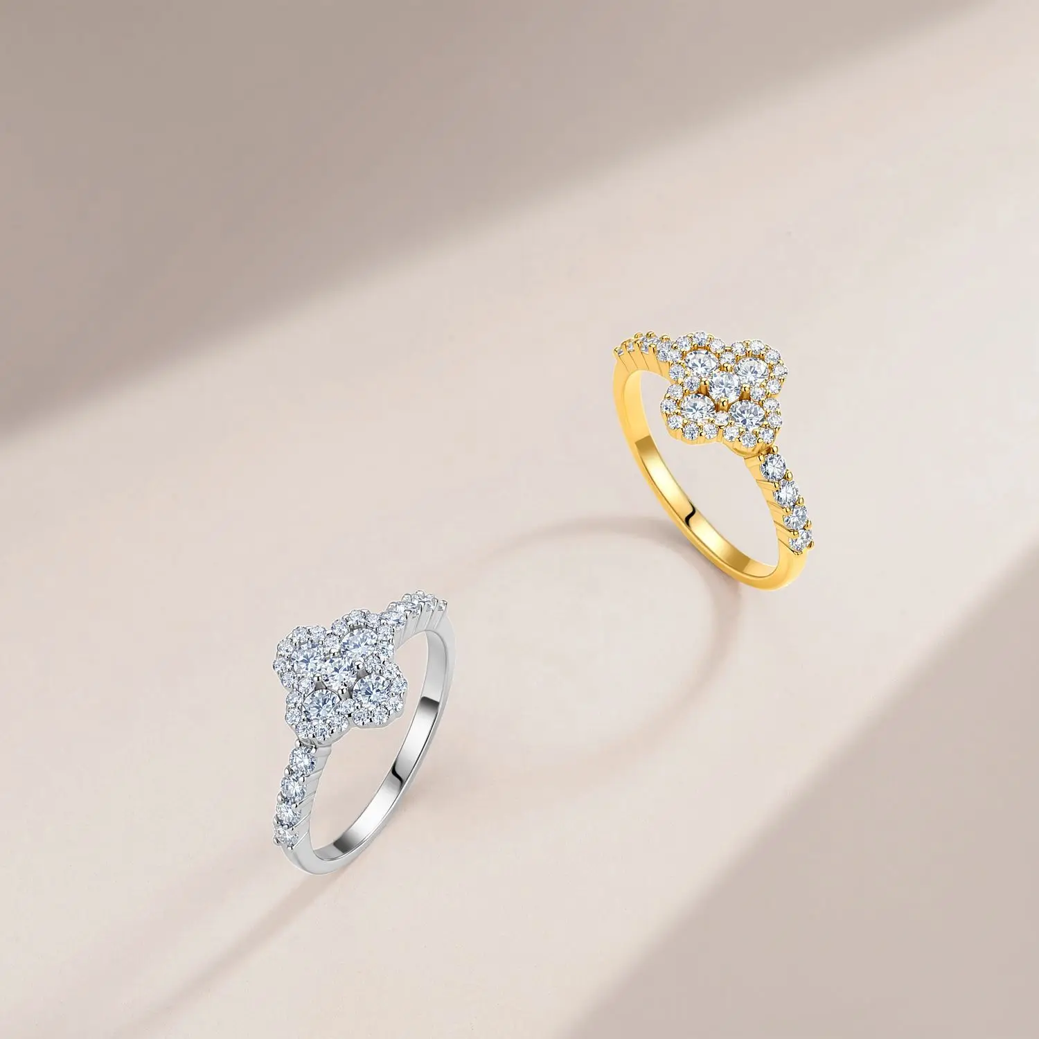 Women S925 Sterling Silver Cluster Moissanite Ring D Color VVS Fine Jewelry