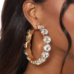 Fashion Large Rhinestone Hoop Earrings Wedding Jewelry for Women 2023 Hot Selling Round Crystal Earrings Accessories Gift