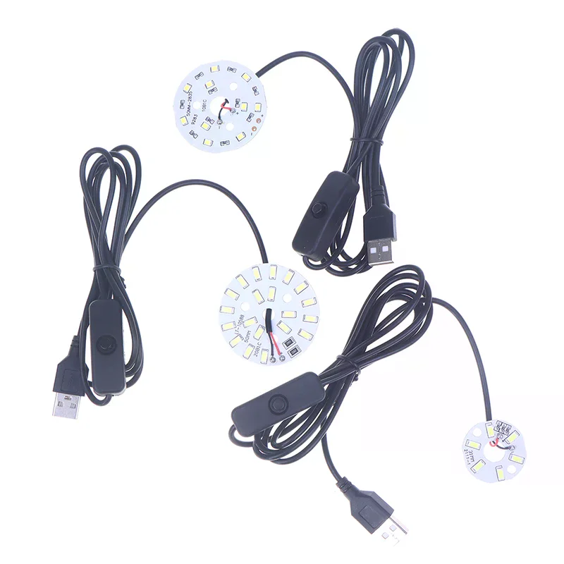 USB Plug DC5V LED Light Source SMD 5730/2835 LED Light Beads Ring Chip With Black 1.5M Swtich Cable 3/5/10W White Light