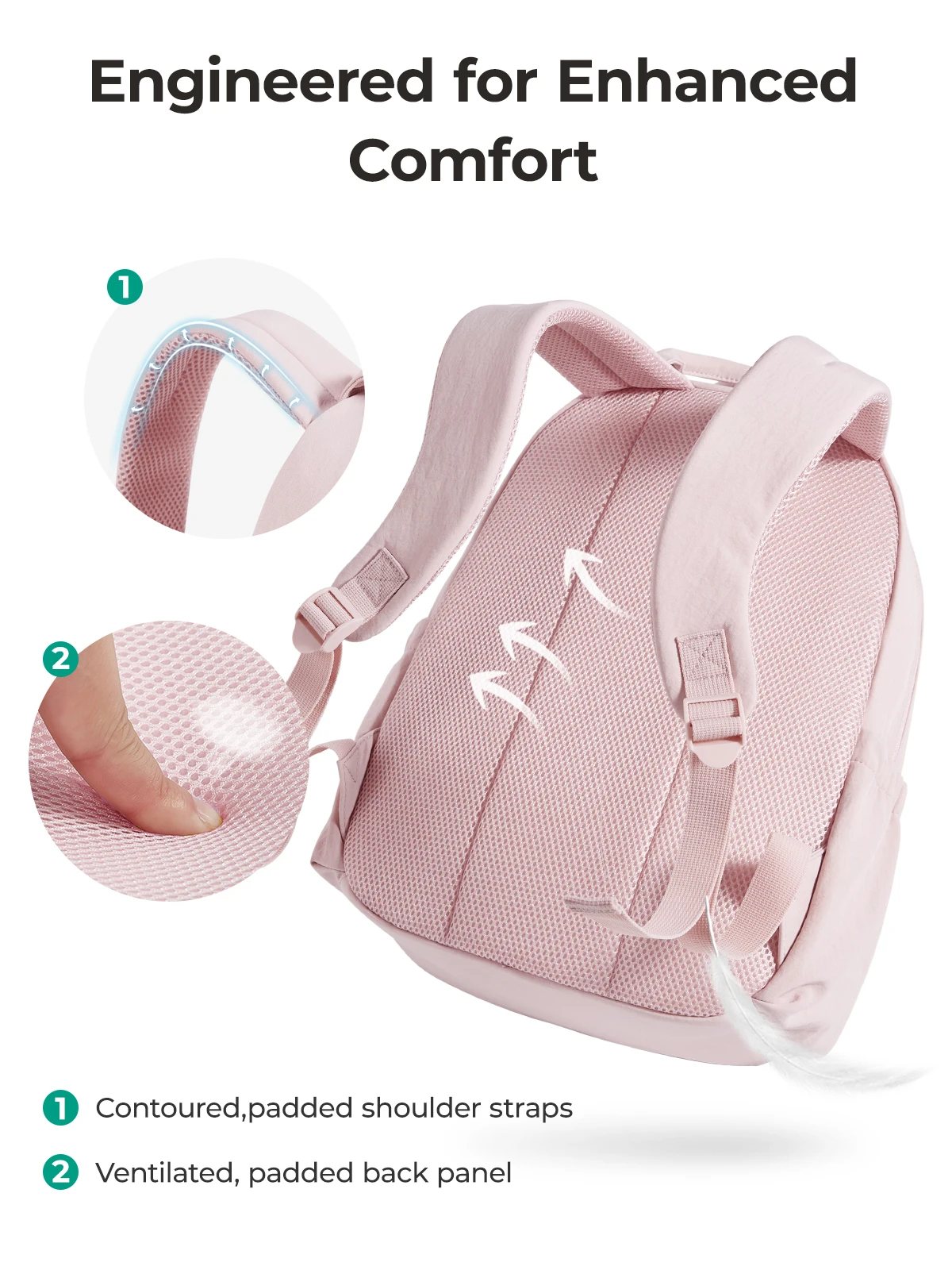 BAGSMART Girls School Backpack Multi-Function Leisure Travel Hand Luggage Backpack Large Capacity Business 14.3 in Laptop Bag