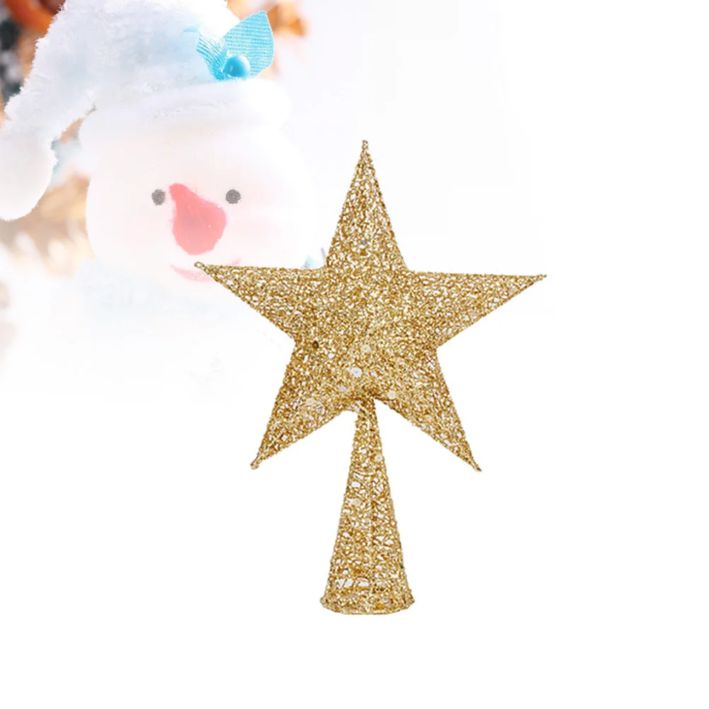 

Golden 26cm Christmas Tree Star Topper Made of Iron Glittering Party Ornament for Home Office Festival Christmas Ornaments Star