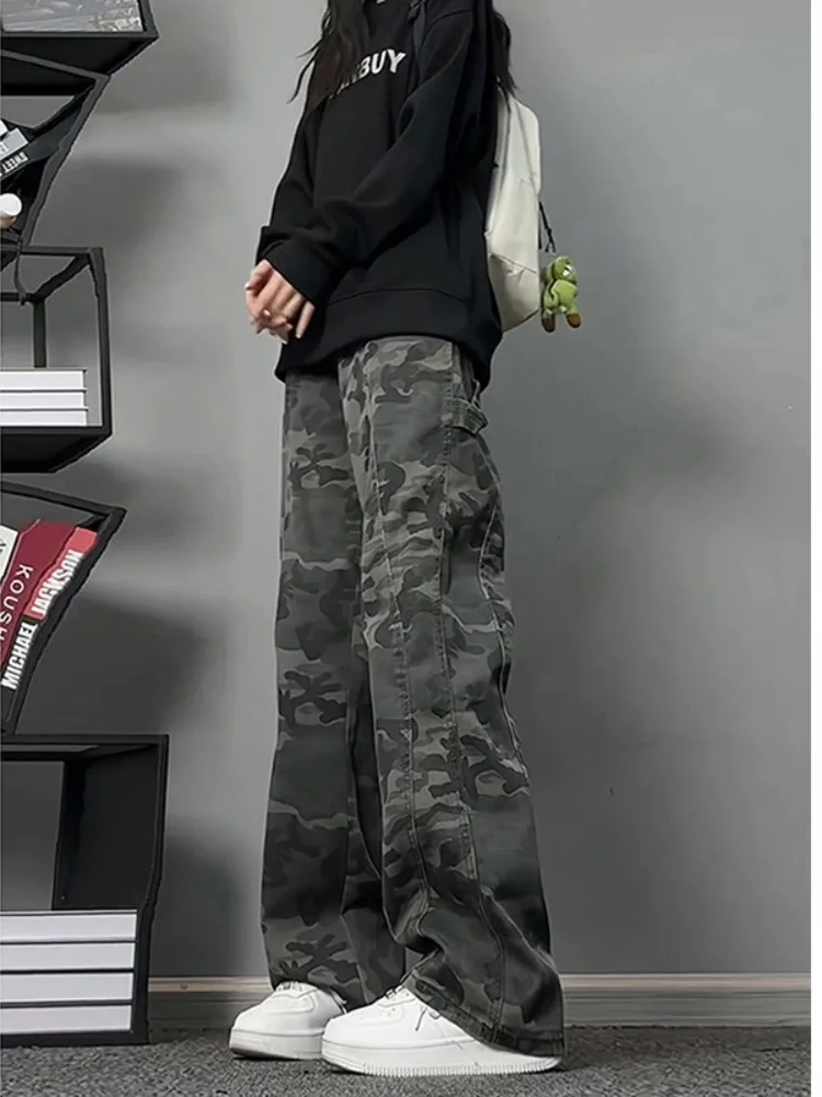 Cleanfit Men's Fleece Lined Camouflage Workwear Jeans High Waist American Style Logging Pants Long Straight Leg Casual Trousers