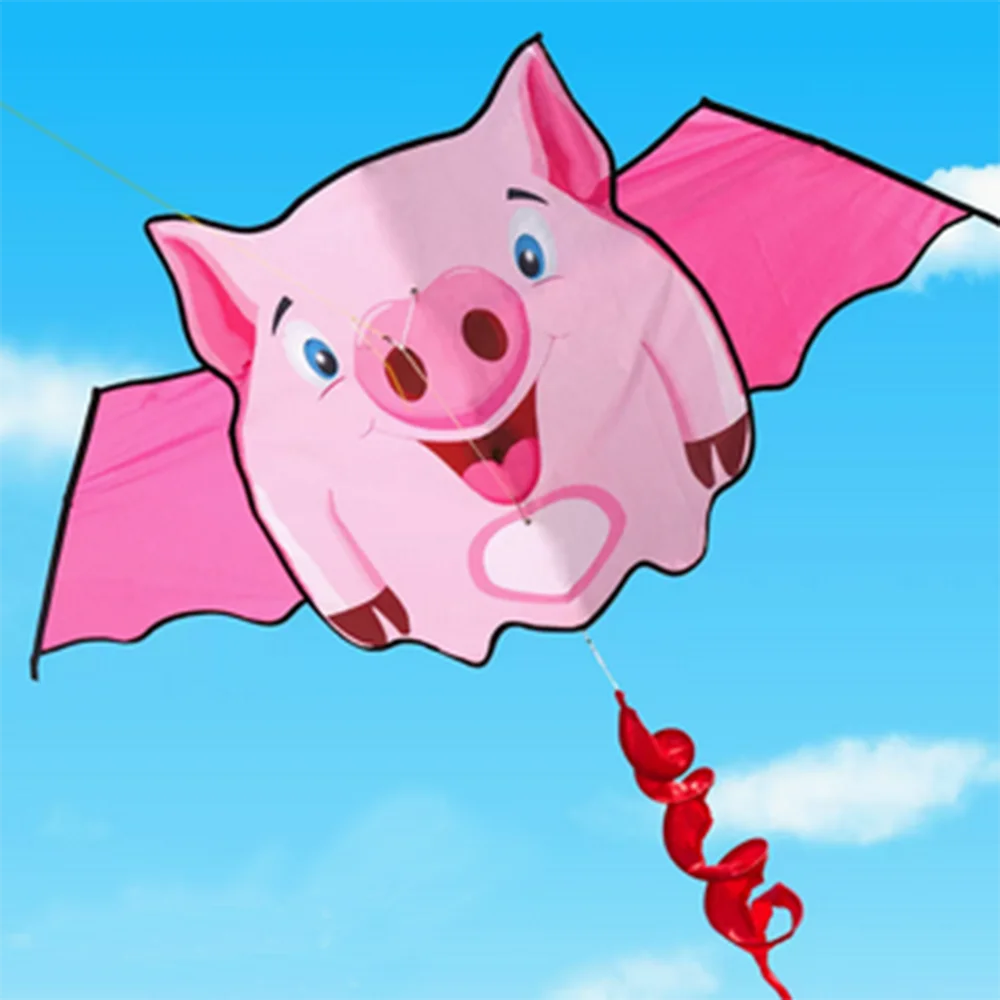 New Outdoor Fun High Quality Single Line 59Inch Cute Pig Kite For Kids /Adult Sports Beach With Handle and String Good Flying