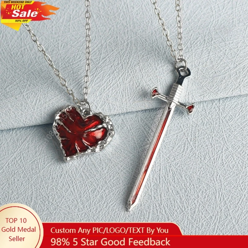

Beautiful Swords Heart Necklace for Women Fashionable Couple Jewelry Accessory H8WF