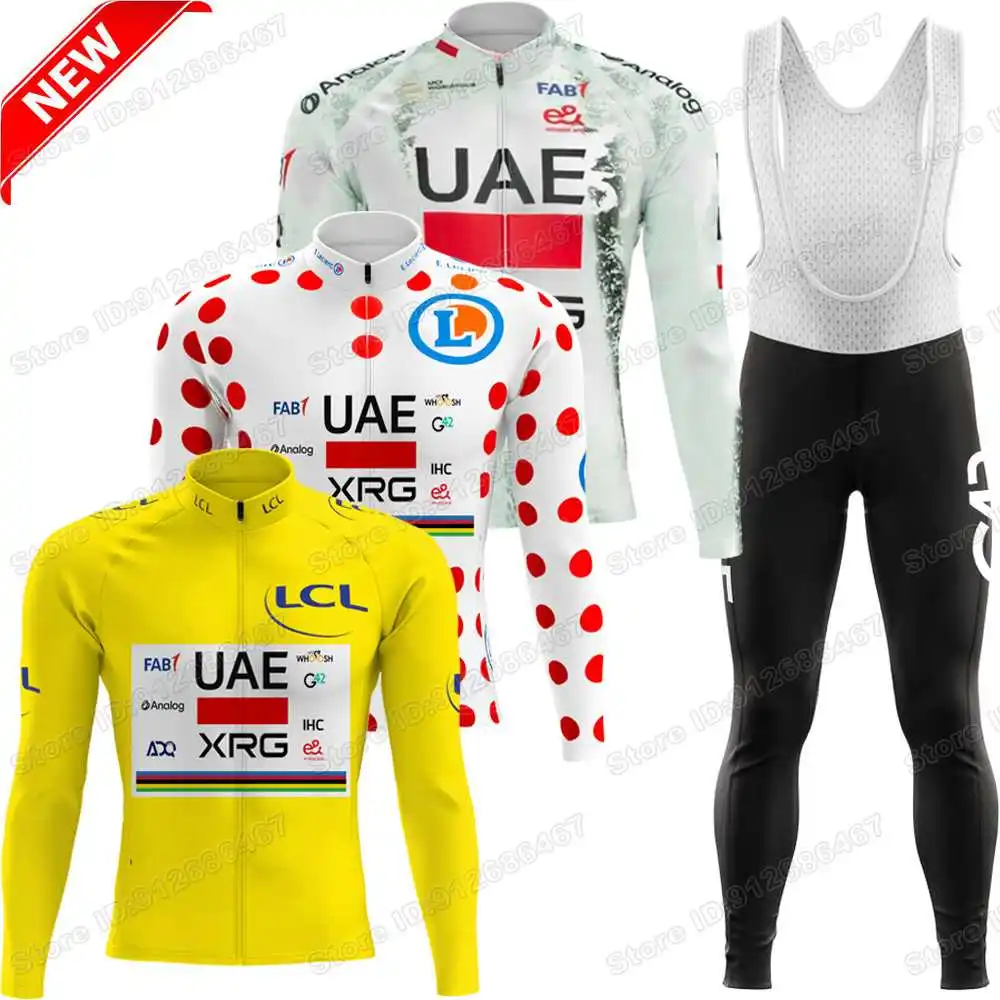 2025 الإمارات العربية المتحدة فريق الدراجات جيرسي مجموعة الصيف الشتاء فرنسا TDF Tadej Pogaارية الدراجات ملابس الرجال الطريق دراجة سترة دعوى مريلة الجوارب
