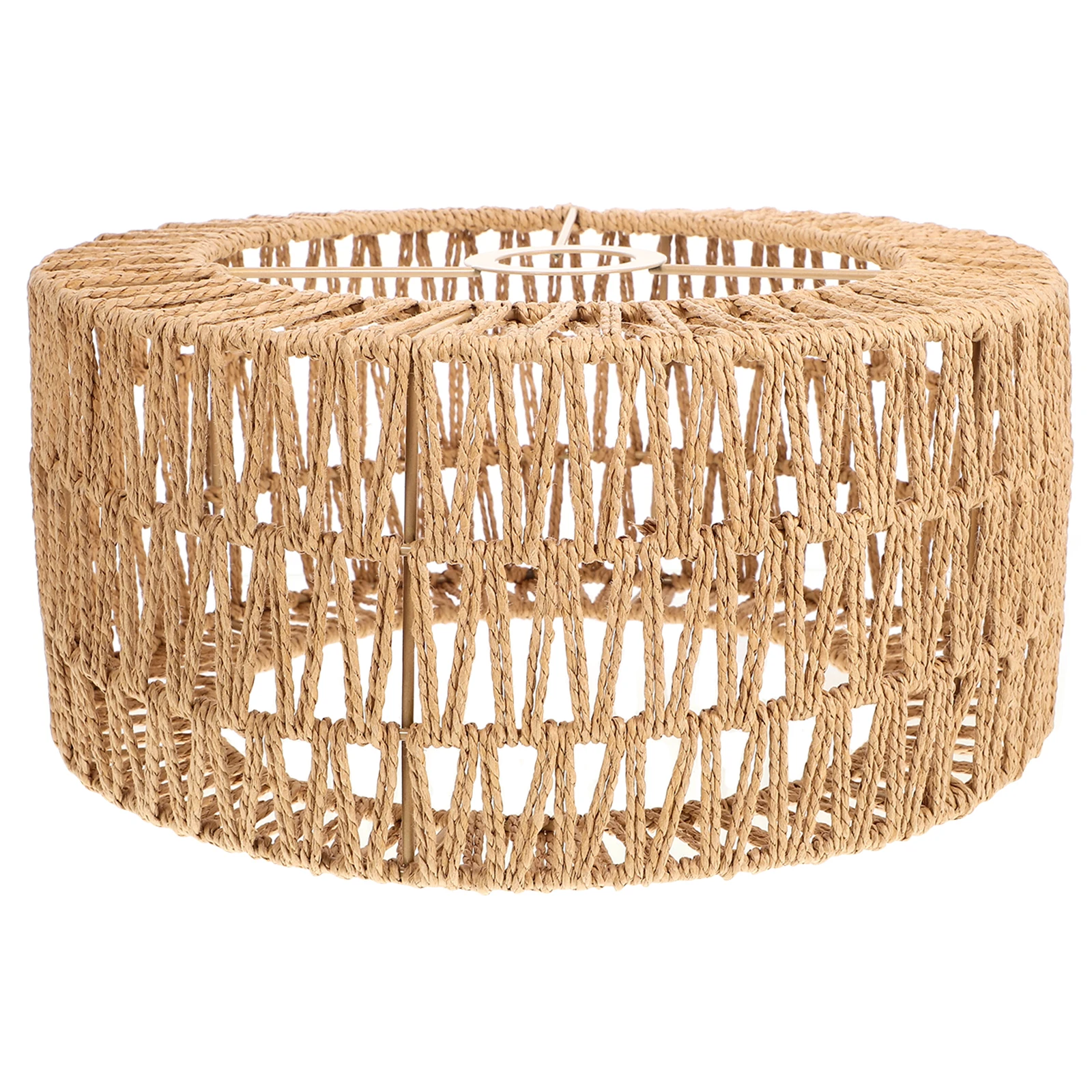

Straw Rope Lampshade Bamboo Woven Farmhouse Retro Plant Replacement Pendant Shades Round Iron Grass Boho