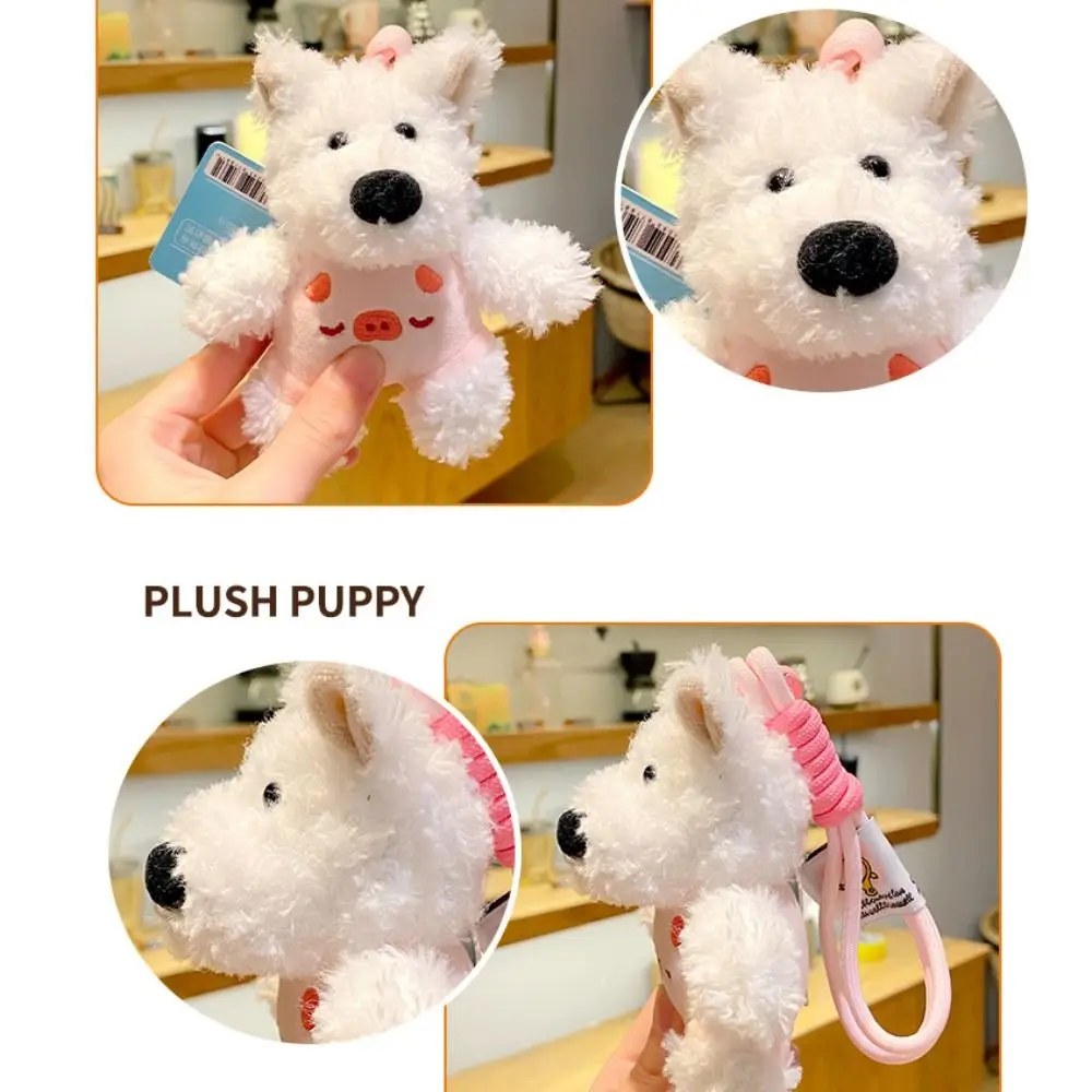 Fashion Cartoon West Highland Terrier Keychain Animal Creative Puppy Plush Keyring Fluffy Kawaii Doll Pendant Kids