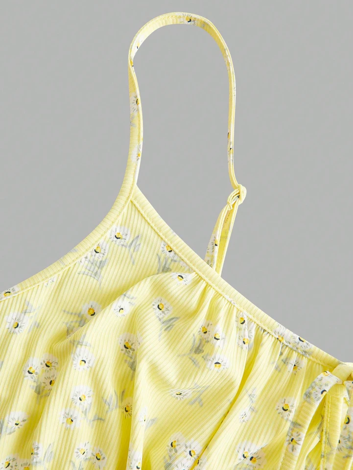 Vestido Camisero Elegante Sin Mangas con Tirantes Finos y Estampado Floral 5