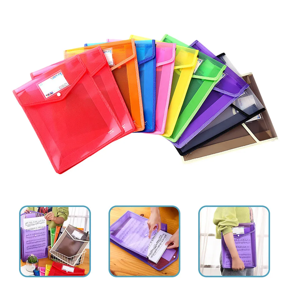 

10Pcs Portable File Holder Made of Premium PP Material Reusable Document Folder for Students Office Workers Bills Records