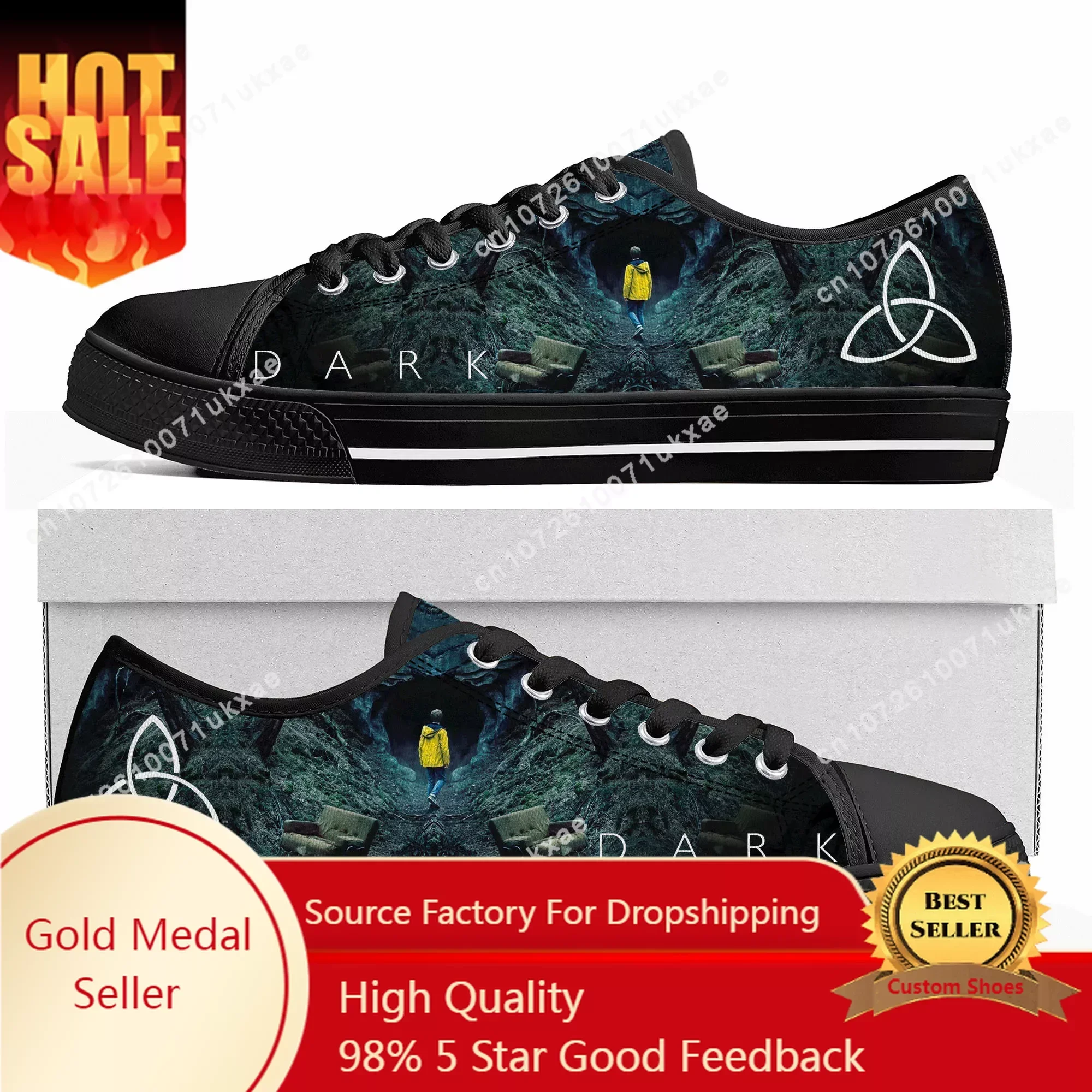 Dark TV series Low Top Sneakers Mens Womens Teenager High Quality Beginning End Canvas Sneaker couple Casual Shoes Custom Shoe