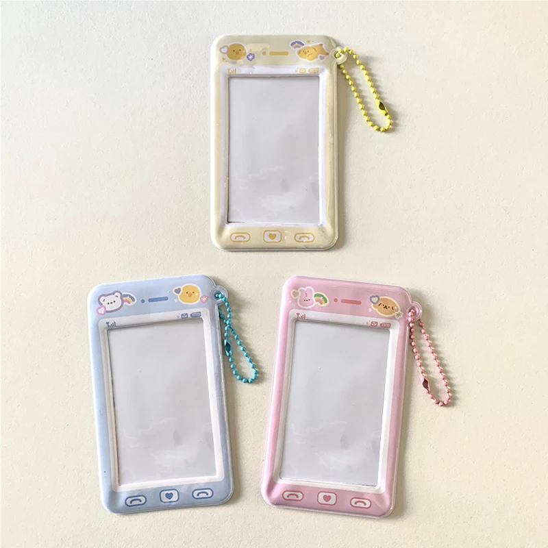 Korean ins Cute Mobile Phone Shape Photo Card Holder Ins Idol Photo Protective Display Sleeves Lovely Stationery Pendant Gift