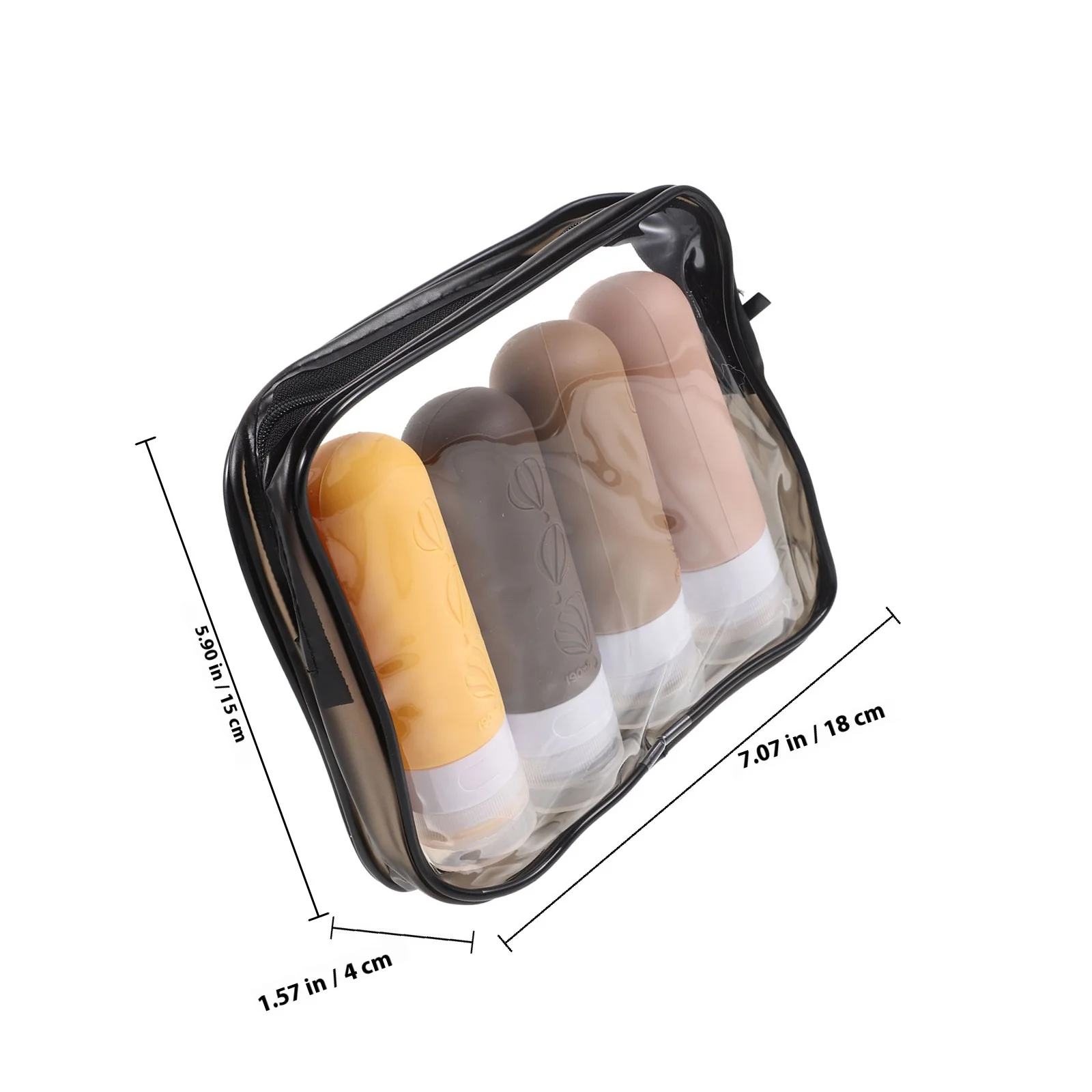 4 قطعة مجموعة زجاجات السفر السيليكون 90 مللي حاويات أدوات الزينة المحمولة القابلة لإعادة الملء للشامبو غسول الحبر حقيبة تخزين العطور