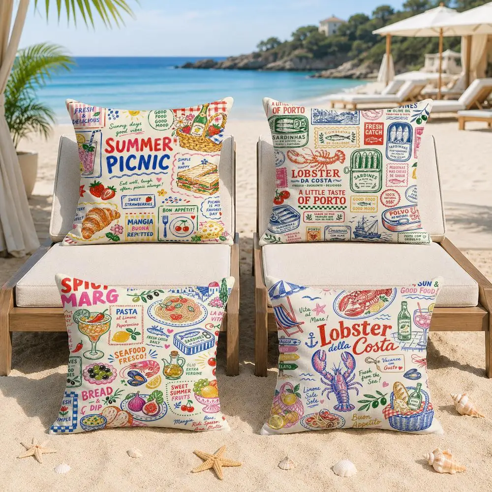 Coffee Bread Lobster Sardine Cushion Cover Silky Short Plush Invisible Zipper Dustproof Sofa Pillow Case For Home Decor