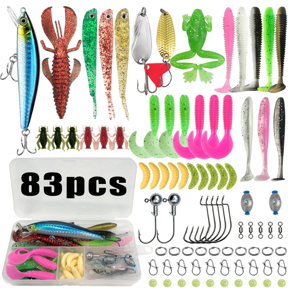 

Fishing Lure Kit 83/133/193pcs Multi-Lure Set for Trout Pike Bass Pro Gear Tackle Box Layered Fishing Tackle