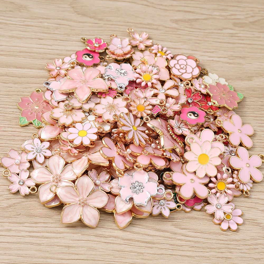 Tusember gemischte Blumenanhänger, 10 Stück, niedliche bunte Blumenanhänger für DIY-Schlüsselanhänger, Armbänder, Halsketten, Schmuckherstellung, Zubehör – Detail 8