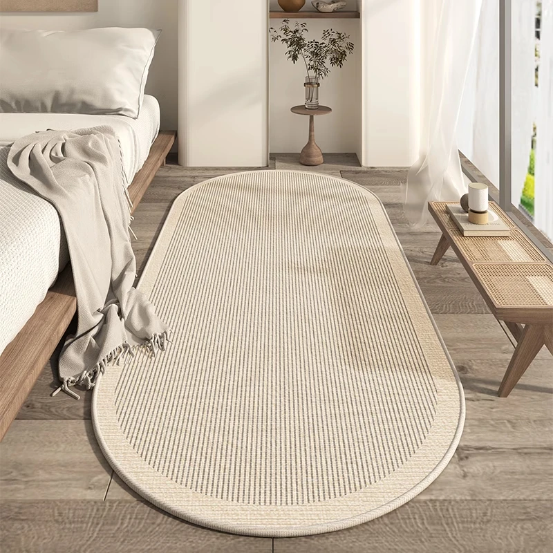 Bedroom Bedside Carpet Modern Simple Style Beige Floor Mat High Quality Short Pile Non-slip Wear-resistant Easy To Care Rugs 양탄자