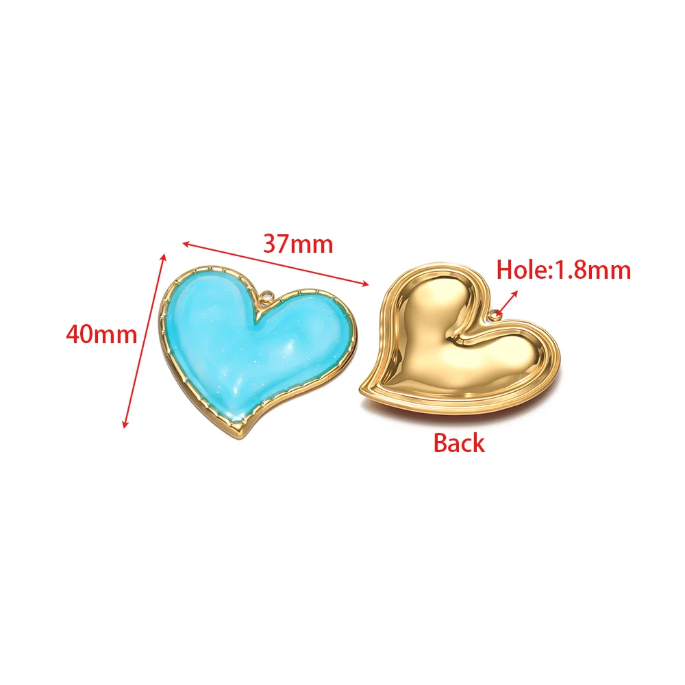 3 Stück Edelstahl-Emaille-Herzanhänger in Goldfarbe für Armbänder, Ohrringe, Accessoires, DIY-Schmuck für Mädchen, Halskettenherstellung – Detail 2