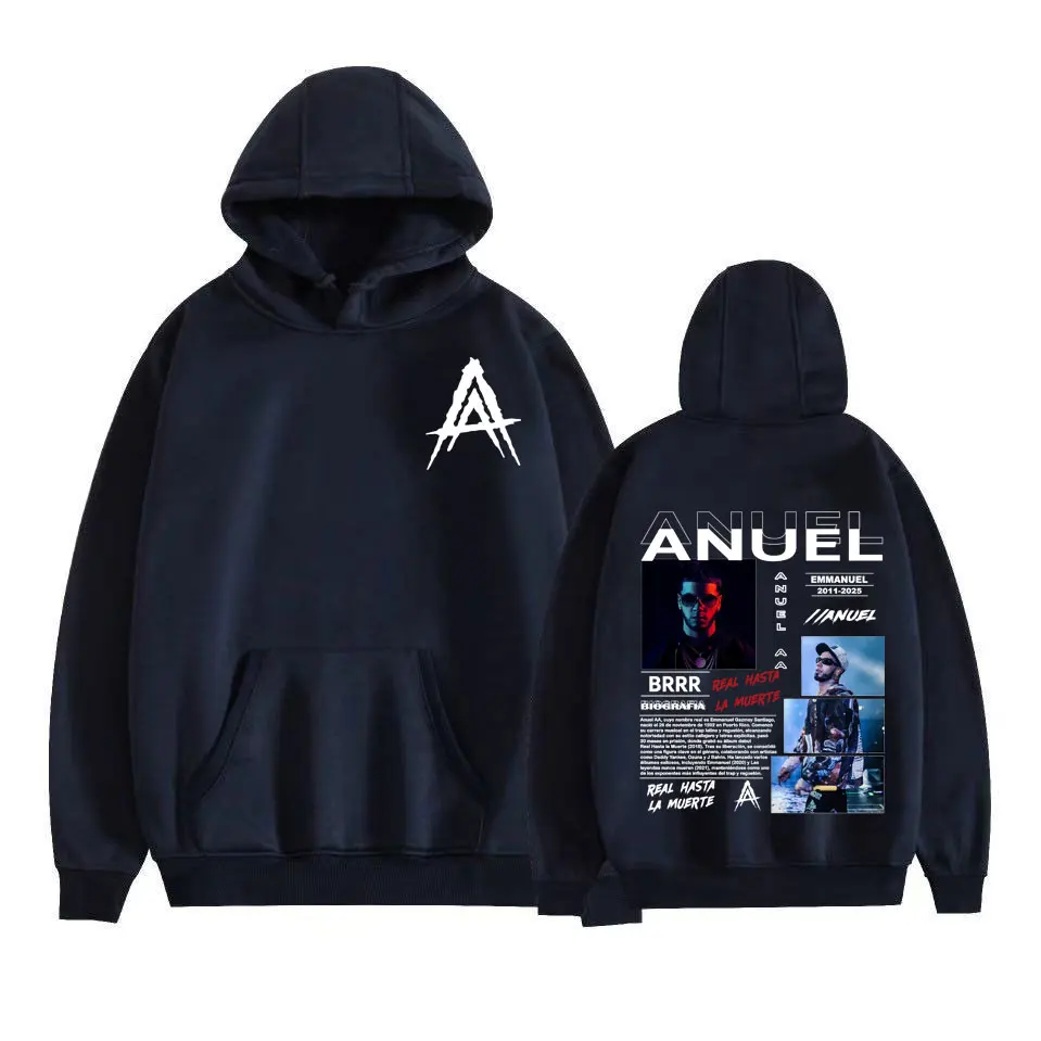 Rapper Anuel AA Real Hasta La Muerte 2025 Graphic Hoodie Men Women Fashion Hip Hop Harajuku Pullover Long Sleeve Sweatshirt Tops