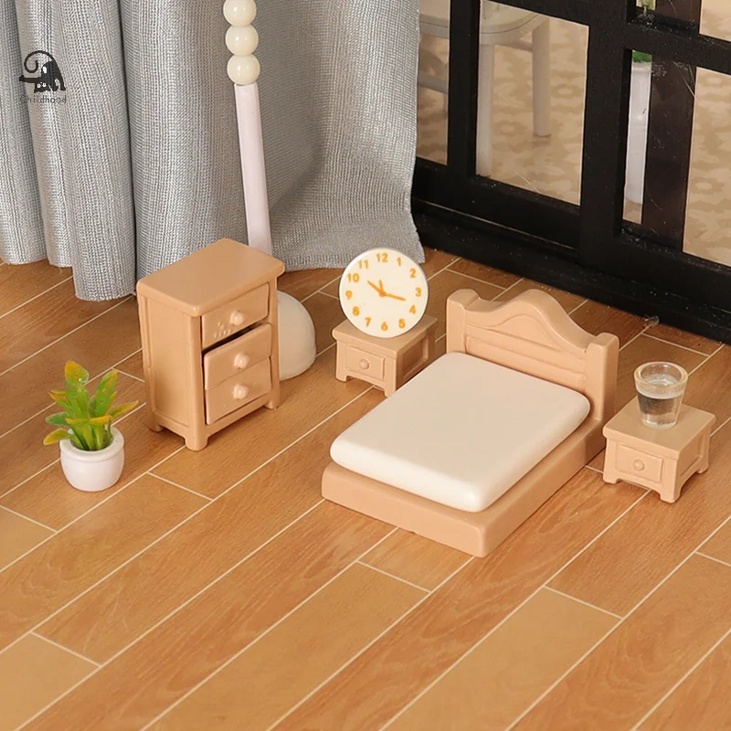 1/12 Casa delle bambole in miniatura Divano Tavolo Letto Set di mobili Casa delle bambole Soggiorno Camera da letto Scena Decor Accessori Kid Giochi di imitazione Giocattolo