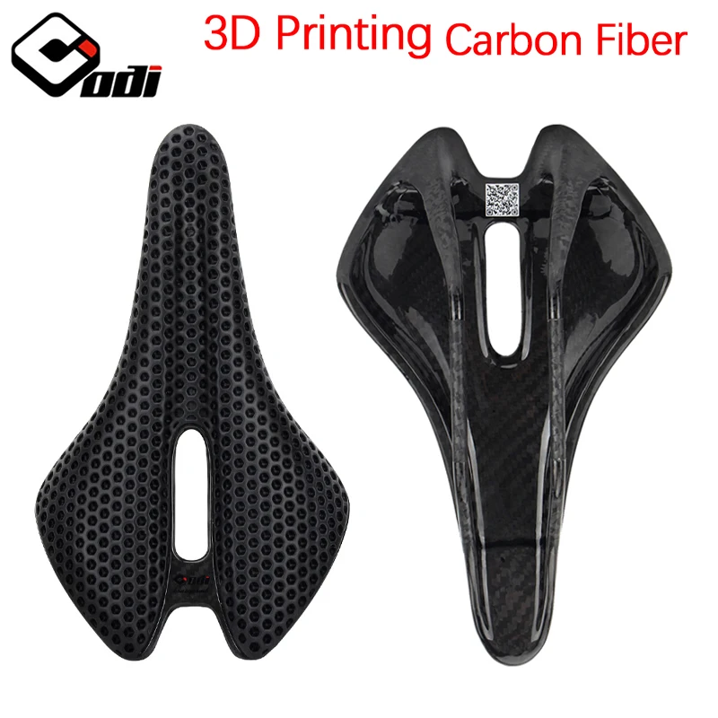 

ODI Bicycle 3D Printed Seat Carbon Fiber Ultralight Breathable Hollow Honeycomb Cushion Soft Seat 150mm Road MTB Saddle