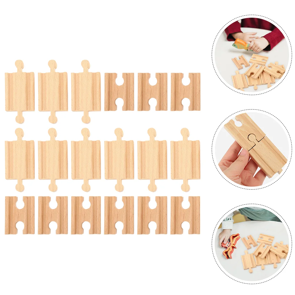 

18 Pcs Wooden Train Track Accessories 9 Double Concave 9 Double Convex Tracks Compatible Most Sets Stimulates Logical