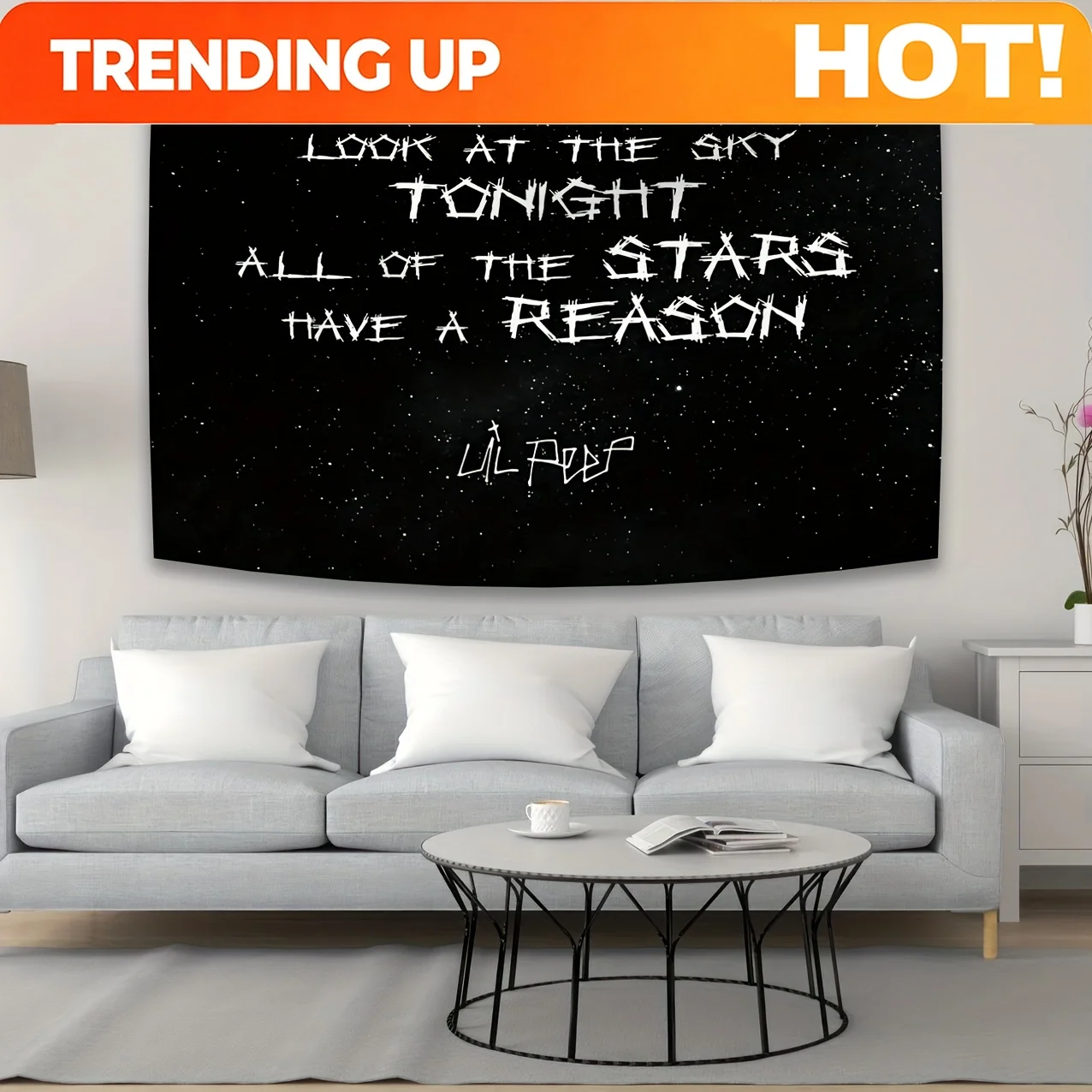 Customize VIKAMA Lil Peep Starry Sky Philosophy Tapestry Starry Gradient Musician Studio Trendy Room Artistic Living Room Decor