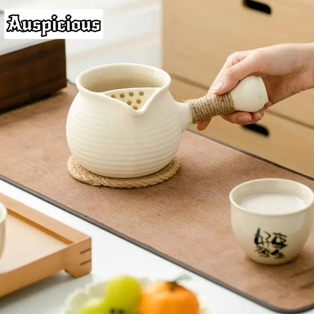 Pot Tea Maker Round The Stove to Cook Roast Tea in Winter White Mud Boiled Teapot Kettle Small Tea Tray Outdoor Bubble Teaset