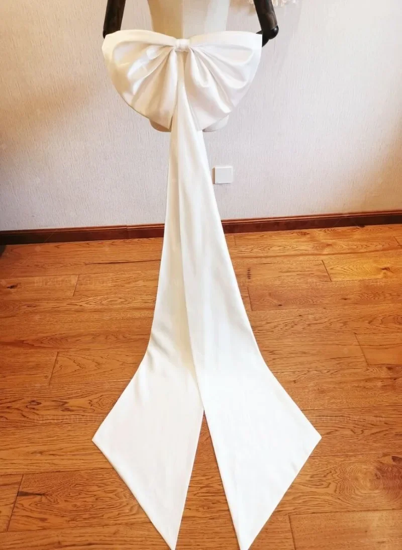 Vestido de novia con lazo de satén grande, vestidos de novia extraíbles, nudos de satén, bricolaje, venta al por mayor